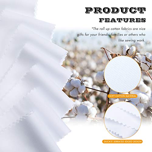 BOAO 40 Pieces Fabric Strips Rolls Collection Jelly Fabric Strips for Quilting Roll up Fabric Craft Patchwork Strips DIY Sewing Fabric Rolls for Handmade Favors (White, 2.5 x 44 Inch) - color: White