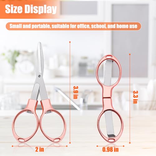 2PCS Folding Scissors, Portable Travel Scissor, Gift for Men Glasses Shaped Mini Shear Telescopic Cutter, Anti Rust Stainless Steel Scissors for Fishing Sewing Home Office-Rose Gold - color: Rose Gold