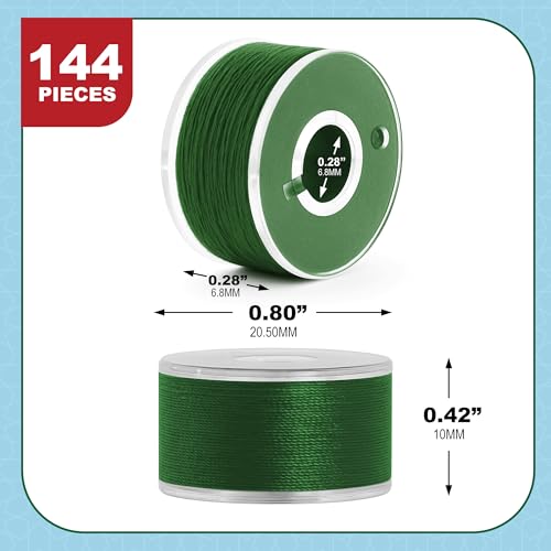 Mandala Crafts Forest Green 15J SA156 Prefilled Bobbin Thread, 144 PCs - color: Forest Green, size: Size A 144 X 142 Yards