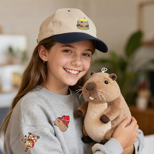 16pcs Capybara Iron/Sew on Patches, Cute Food Animal Embroidered Applique, Fashion Decoration for Clothes, Hat, Bag, Dress, Shirt, Jeans - color: 16pcs Capybara