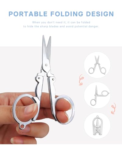 6 Pcs Folding Scissors, Stainless Steel Folding Small Portable Travel Scissors for Craft, Camping, Office, School, Outdoor