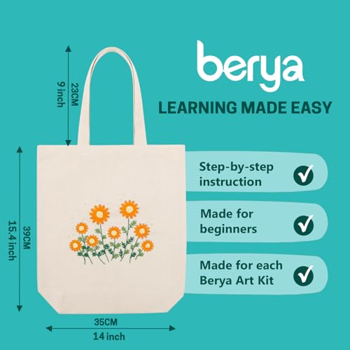 BERYA Canvas Tote Bag DIY Needlepoint Embroidery Kit for Beginners - color: Chrysanthemum morifolium