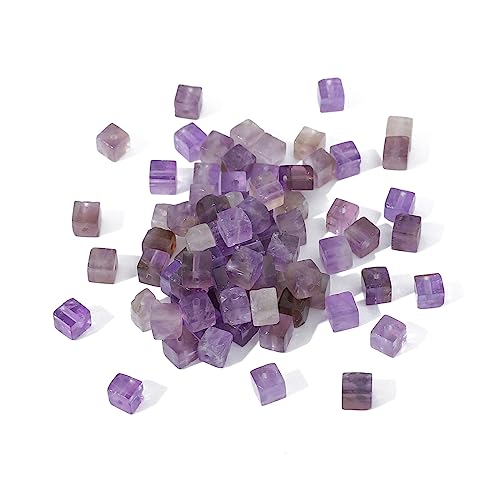 BEADIA Natural Amethyst Square Stone Beads 4x4mm 85pcs Cube Loose Semi Gemstone Beads for Jewelry Making Design - color: Amethyst