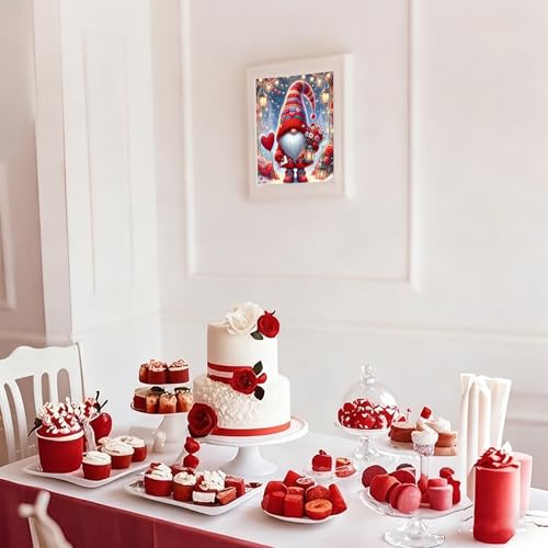 Valentine's Day Stamped Cross Stitch Kits for Beginner, Gnome Love Needlepoint Counted Cross Stitch Embroidery Kits for Adults, 11CT Flowers Dimensions Counted Cross Stitch Patterns Arts Craft Kits - color: Valentine 2