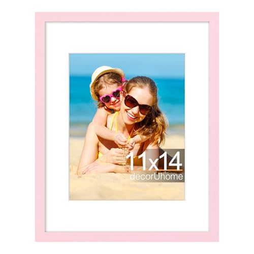 decorUhome 11x14 Picture Frame Fits 8x10 Photos with Mat, Pink - color: Pink, size: 11x14