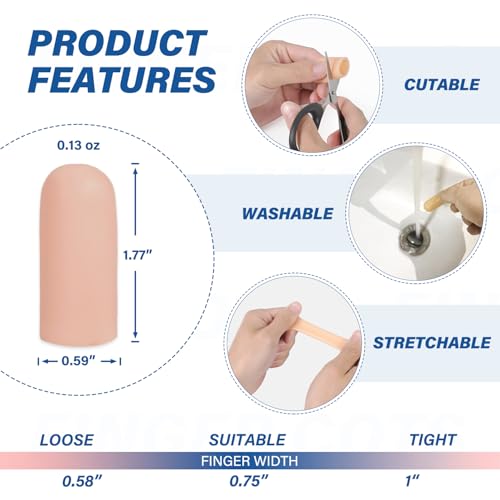 Gel Finger Cots Protectors, Silicone Covers, Bandages, Caps & Sleeves, Nude - color: Nude, size: M(10)+L(4)+S(4)