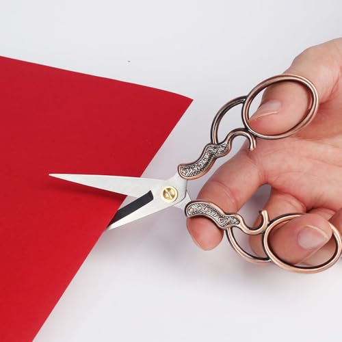 5" Vintage Scissors, All Purpose, Stainless Steel, Small Sewing Scissors for Home Office Studio Craft Art Work Handicraft Cutting Paper DIY Tool Bronze - color: Bronze