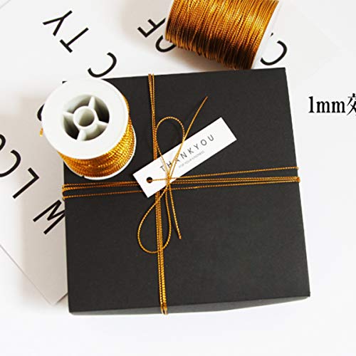 1mm Spool Gold Metallic Cord Tinsel String Jewelry Braided Thread, Total Length 109 Yards/ 328 Feet (Gold) - color: Gold