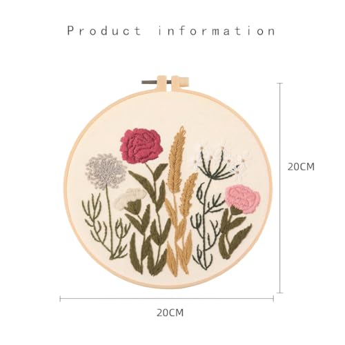 Embroidery Kit for Adults, 3 Sets Cross Stitch Kits for Beginners with Flower Pattern, Starter Kits for Hand Craft Lover with Embroidery Hoop, Instructions and Threads (Flower2+Flower3+Flower4) - color: Flower2+Flower3+Flower4