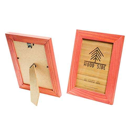 Rustic Wooden Square Picture Frames 8x8 - Set of 2-100% Natural Solid Eco Wood with Real Glass for Wall Mounting and Tabletop Photo Frame - Red - color: Red