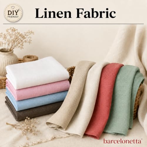 Barcelonetta | Linen Fabric | Natural Linen Cloth | Embroidery, Sewing | Soft, Breathable | 55" Wide | 70% Linen, 30% Rayon | Hemp, Jute, Needlework, Lining (Natural, 1 Yard) - color: Natural, size: 1 Yard