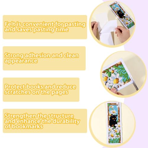 ORIGACH 6 Set Cat & Daisy Cross Stitch Bookmark Kit for Beginner - style: Cat and Daisy