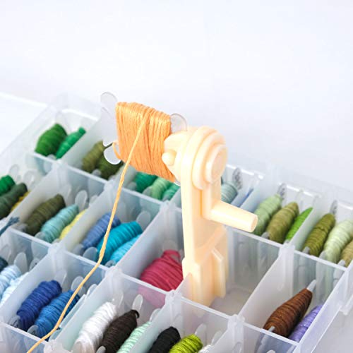 200 Pieces Plastic Floss Bobbins with Bobbin Winder for Cross Stitch Cotton Thread Craft DIY Sewing Storage, White - color: 200 Bobbins & 1 Winder