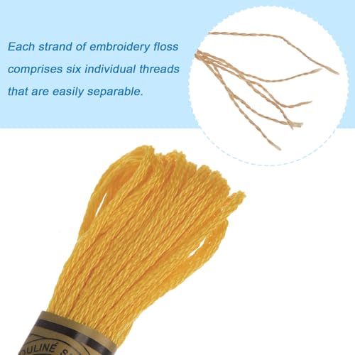 HARFINGTON 12 Skeins Embroidery Floss 8m Each Egyptian Long Fiber Cotton Cross Stitch Thread 26S/2x6 for Embroidery Projects Bracelet, Dark Yellow - color: Dark Yellow