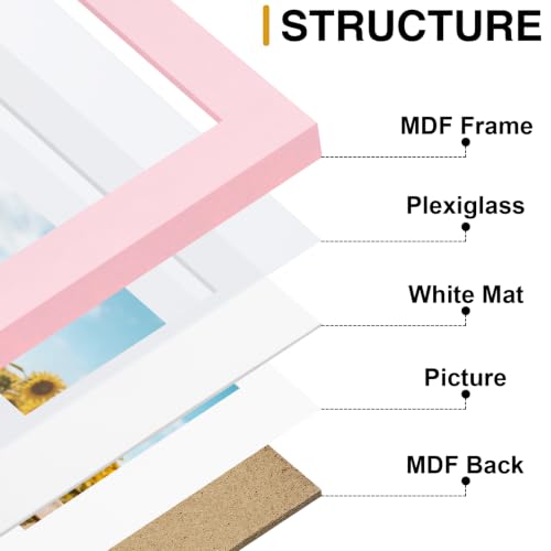 decorUhome 5.5x8.5 Picture Frame Fits 3.5x5 Photos with Mat, Pink - color: Pink, size: 5.5x8.5