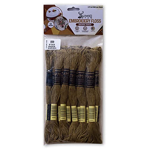 Pack of 12 Premium Embroidery Thread | 100% Egyptian Cotton Premium Skeins | Cross Stitch Embroidery Floss | Oeko TEX Certified Stranded Cotton | (Dark Olive Green 889) - color: Dark Olive Green 889