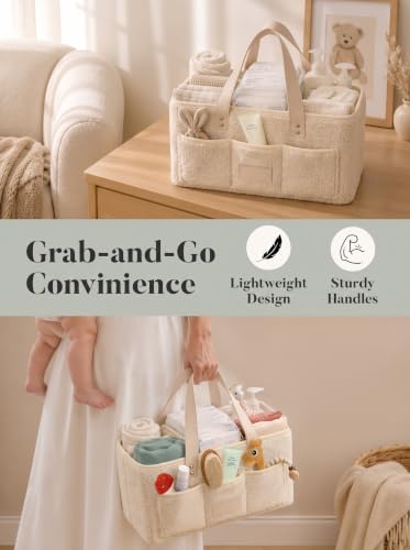 Baby Diaper Caddy Organizer with Waterproof Changing Pad, Beige - color: 3/ Beige Diaper Caddy with Changing Pad