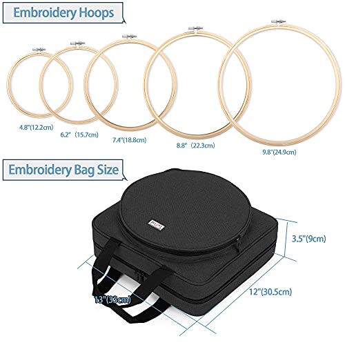 LoDrid Embroidery Kit, Embroidery Project Bag with Embroidery Kit, Black - color: Black