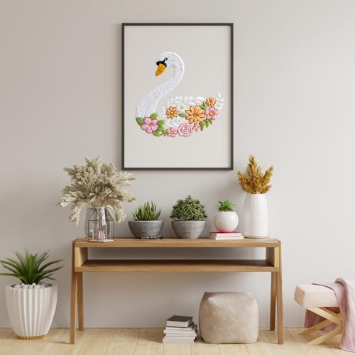 Louise Maelys Swan Floral Embroidery Kit for Beginners DIY Gift Set - color: Swan Flower