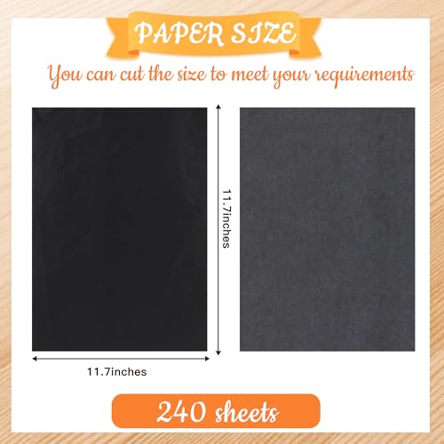 240 Sheets Carbon Paper for Tracing, A4 (8.3 x 11.7 Inch), Black