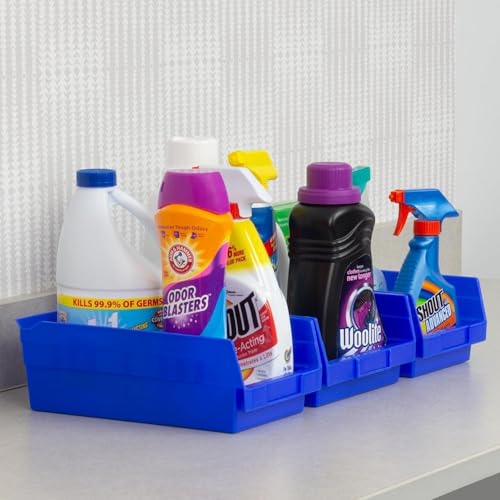 Akro-Mils 30130 Heavy Duty Plastic Shelf Bins, 12"x 6.5"x 4", Blue, 12-Pk - color: Blue