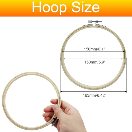 Biaungdo 6 Inch Embroidery Hoops, Round Wood, 6 Pieces - style: 6 inch