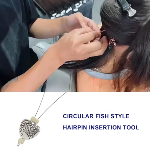 10pcs Rings Loop Threader Hair Extensions Pulling Tool Hair Extension Loop Needle Pulling Hook Tool 21cm Heart Shape for Hair and Feather Extensions, Silver - size: Heart Shape