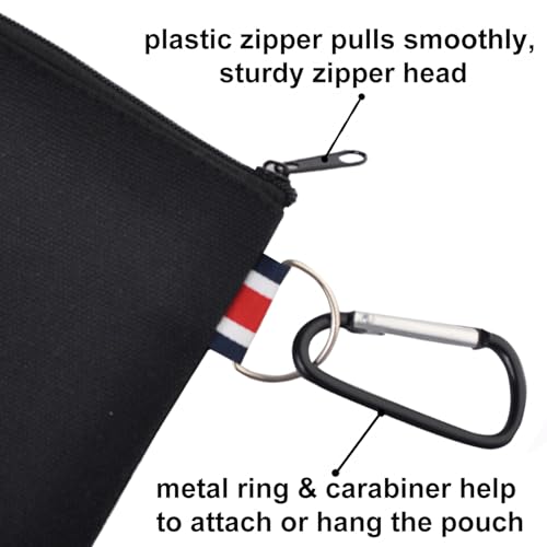 Muka 12 Pack Coin Purse with Carabiner Cotton Canvas Pouch 4-1/4 x 4-1/4 Inches-Black - color: Black