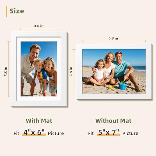 HappyHapi 5x7 Picture Frames Set of 10, Wall or Tabletop Display, White - color: White, size: 5x7 inch