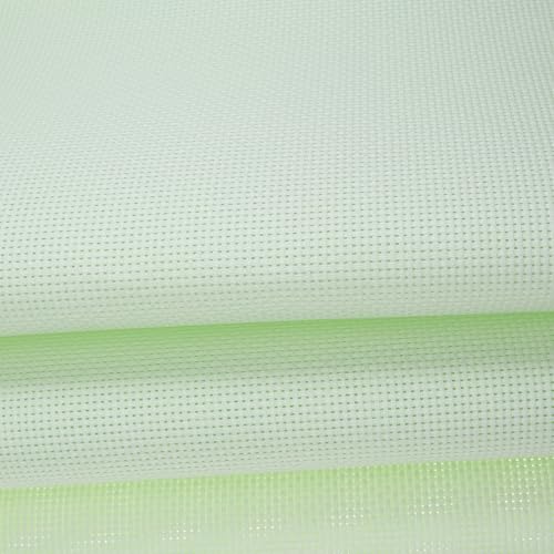 KCS 3 pc of 15" x 18"(38cmx45cm) Counted Cross Stitch Cotton Aida Cloth Needlework Rolled Fabric Box,11CT,Light Green - color: Light Green, size: 11CT