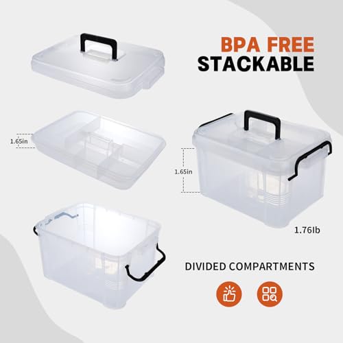2-Tier Medicine Organizer - Plastic Portable Storage Box with Handle Clear - color: Clear