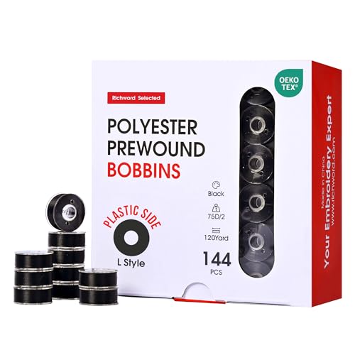 Poolin Size L (SA155) 75D/2 (60WT) Black Plastic Prewound Bobbins - color: black-75D