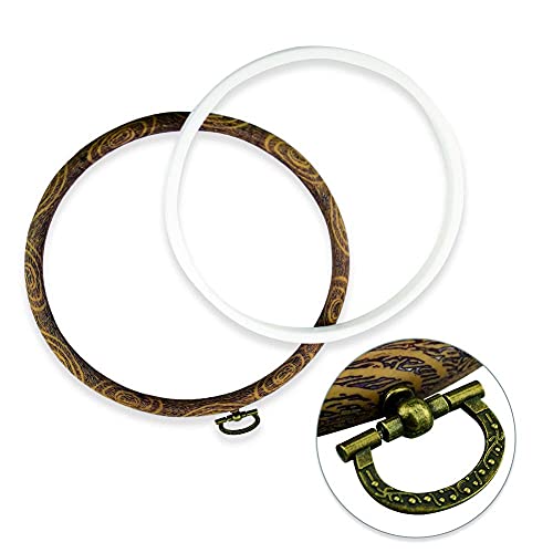 5PCS 8'' Round Embroidery Hoops 20CM Imitated Wood Cross Stitch Hoop Frames - size: 8 inch