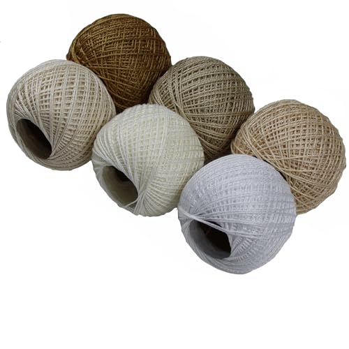 KCS Mercerized Pearl Cotton Thread Size 8 Crochet Needlework Embroidery Threads Ball (6, 01) - color: 01