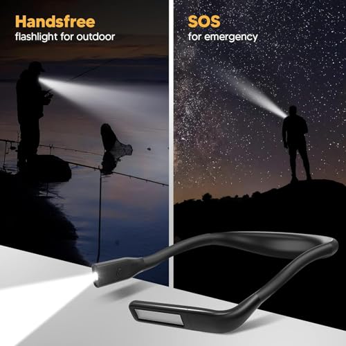 Neck Reading Light with Storage Case, 3 Colors Dimmable Book Light - color: Black + White