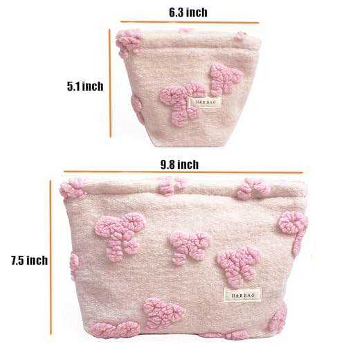 getgto 2 Pcs Makeup Bags, Large Cosmetic Bag Travel Toiletry Bag - color: Girly pink