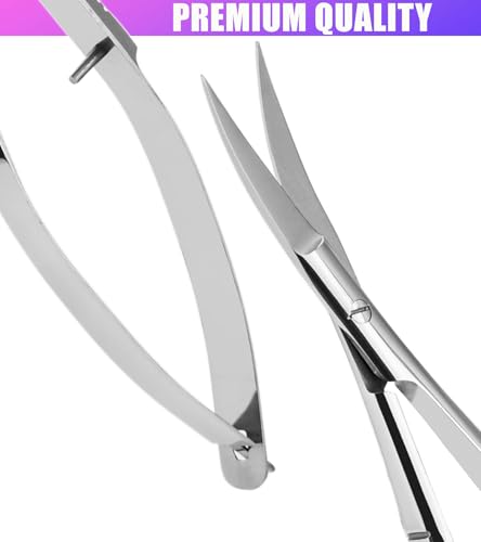 Cross Edge Curved Spring Scissors 5 Inch Stainless Steel Precision Eyebrow & Eyelash Shaping & Trimming Scissor, Snips Squeeze, Embroidery, Knitting Micro Tip Craft Scissors (Silver) - color: Cec-ss-29