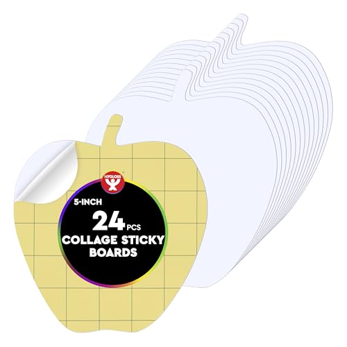 Hygloss Sticky Apple Craft Boards - 24 Pack 5-Inch Self Stick Collage Boards for Kids - Peel & Stick Mounting Boards for Art Projects, School Crafts, Classrooms, and DIY Displays - size: 24-Pcs, style: Apple 5"