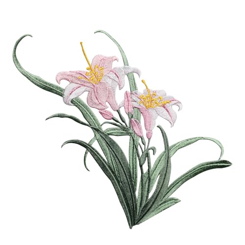 Iron/Sew on Applique Repair Patches, Flower Patches, Pink Orchid Patch - color: Pink Orchid