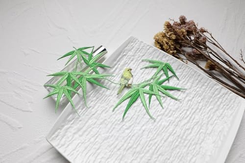 Iron/Sew on Applique Repair Patches, Green Bird on Bamboo Patch - color: Green Bird on Bamboo