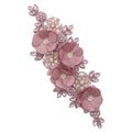 Handmade 3D Flower Embroidery Applique Rhinestone Lace Patches, Dusty Pink - color: Dusty Pink