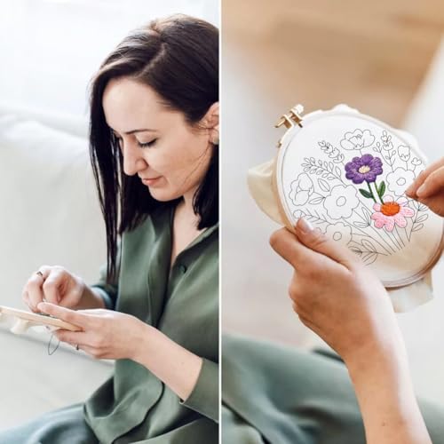 ORIGACH 4 Pack Easy Flower Embroidery Kit for Beginners - style: Easy Flower
