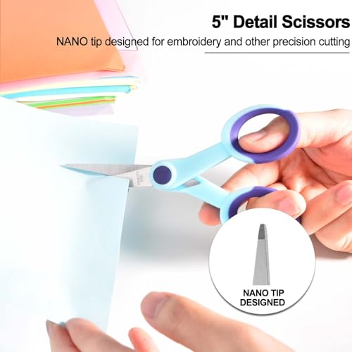 SCAIKTIG Premium Sewing Scissors Bundle, 8" Heavy Duty Fabric, 5" Embroidery, 4" Small Detail Scissors, 5" Thread Snips, Tailoring, Dressmaking, Quilting, Arts&Craft Supplies, Blue - color: Blue(8"/5"/5"/4")