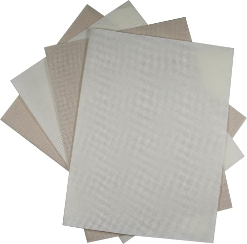KCS 4/6 pc of 12" x 18" 30cmx45cm 16CT Counted Cotton Aida Cloth Cross Stitch Fabric (Antique White+Oatmeal, 4 pc) - color: Antique White+oatmeal, size: 4 pc