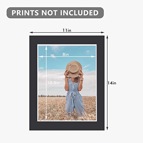 10 Pack Pre-Cut 11 x 14 Black Picture Mats for 8.5x11 Photos - size: 11x14 10pack black mat for 8.5x11