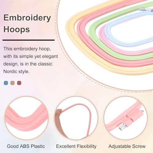 PATIKIL 5 Pieces 2.8" x 3" Square Embroidery Hoops, Adjustable Cross Stitch Hoops Ring ABS Plastic Embroidery Frame Punch Needle Hoop for Sewing, Needlework, DIY Craft, Watermelon Red - color: Watermelon Red, size: 2.8" x 3"