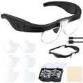 Headband Magnifying Glass, Rechargeable Head Magnifier Glasses with 2 LED Lights, 4 Detachable Lenses (1.5X-2.5X-3.5X-5X) for Reading, Jewelry Crafting, and Precision Work