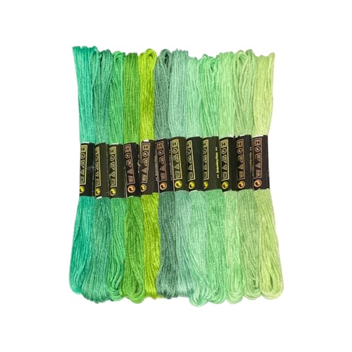 Friendship Bracelet String 12 Skeins, Embroidery Floss Cross Stitch Embroidery Thread Floss Bracelet Making Yarn, Craft Floss (Light Green Series) - color: Light Green Series