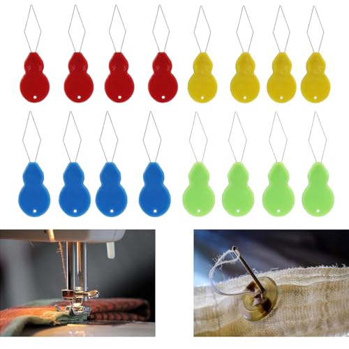 20 Pieces Gourd Shaped Plastic Needle Threaders Plastic Wire Loop DIY Needle Threader Hand Machine Sewing Tool for Sewing Crafting 4 Colors Available