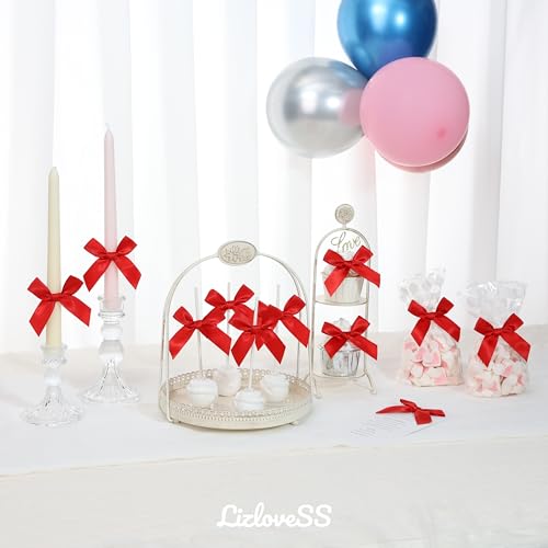 Self Adhesive Red Satin Ribbon Bows for Crafts 3" (50 Pack) - color: Red